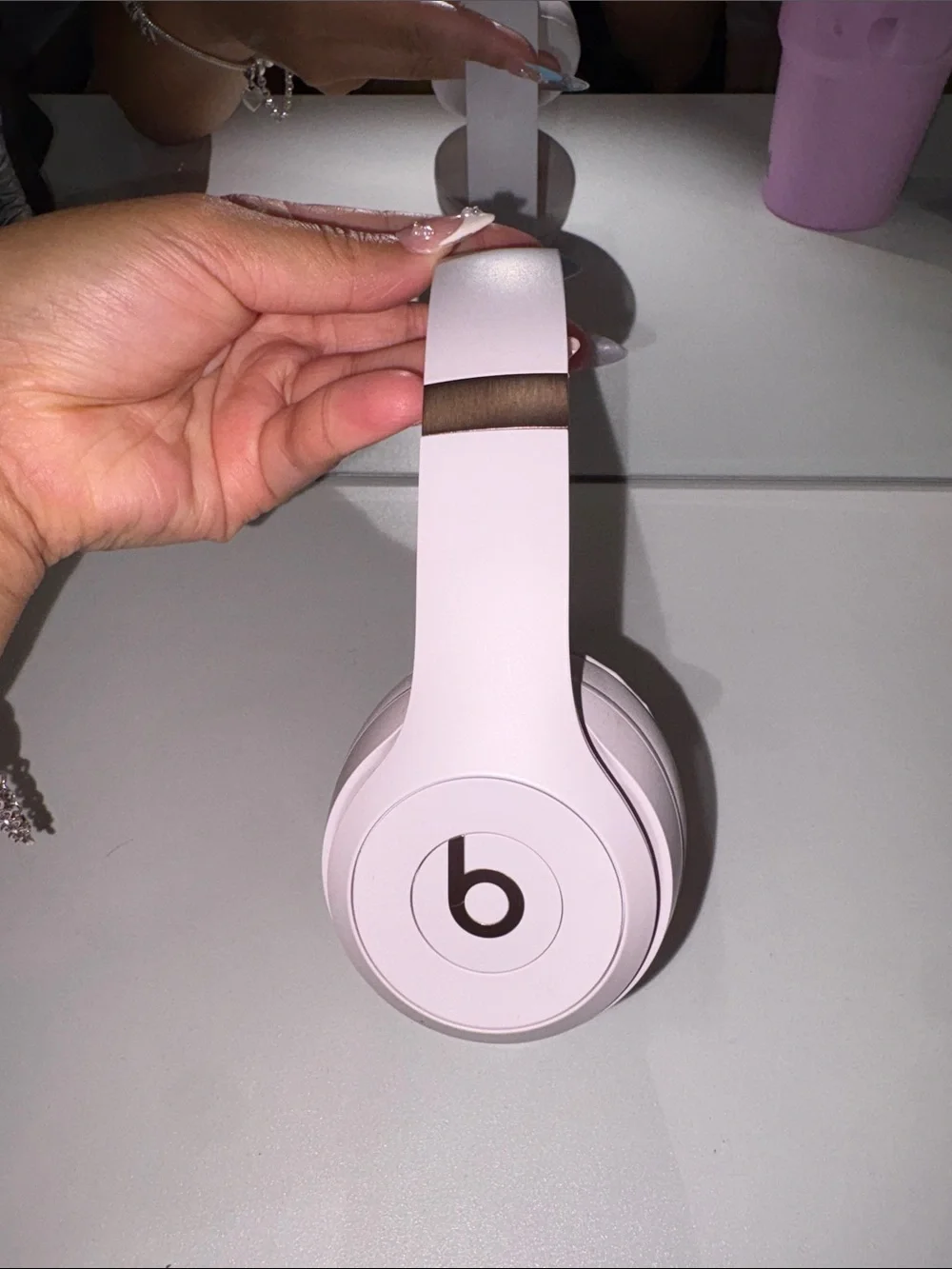 Used Apple Beats Solos Headphones — Light Pink with Rose Gold Trim